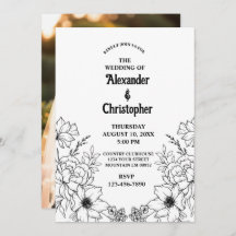 Moderne elegante Schwarze Botanische Blumenhochzei