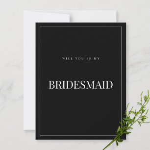 Moderne & elegante schwarze Brautjungfer-Einladung Save The Date