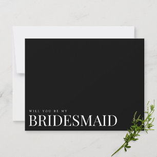 Moderne & elegante schwarze Brautjungfer-Einladung Save The Date