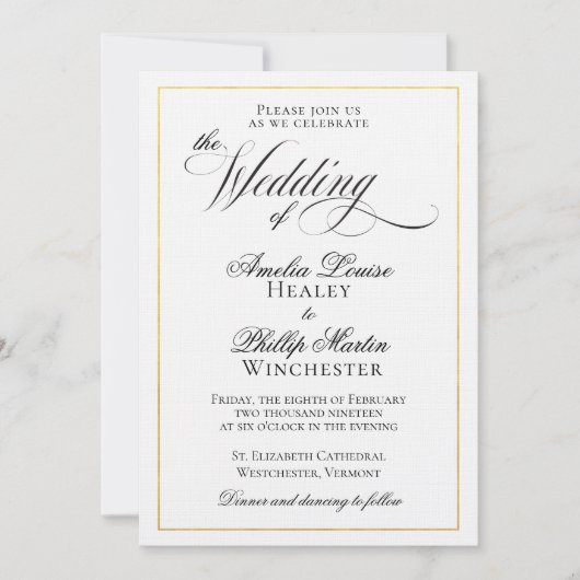 Moderne Elegante Schwarze Fohlen Hochzeit Einladung (Vorderseite)