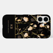 Moderne elegante schwarze Gold-Blumenmuster  Case-Mate iPhone Hülle (Rückseite (Horizontal))