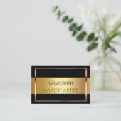 Moderne elegante schwarze Gold Business Card Visitenkarte (Stehend Vorderseite)