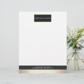 Moderne Elegante Schwarze Gold Plaque Beruflich Briefbogen (Stehend Vorderseite)