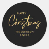 Moderne Elegante Schwarze Gold Runder Aufkleber (Vorderseite)