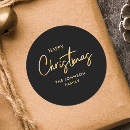 Moderne Elegante Schwarze Gold Runder Aufkleber