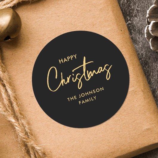 Moderne Elegante Schwarze Gold Runder Aufkleber