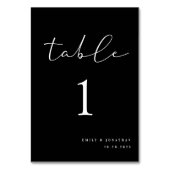 Moderne elegante Schwarze Hochzeit Tischnummer (Vorderseite)