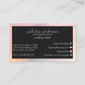 Moderne elegante schwarze, holografische, irideszi visitenkarte (Rückseite)