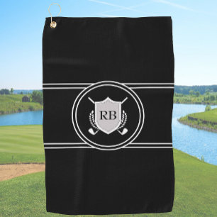 Moderne elegante schwarze individuelle Monogramm Golfhandtuch