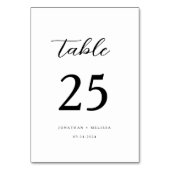 Moderne elegante Schwarze Kalligrafie-Skripte Hoch Tischnummer (Vorderseite)