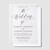 Moderne elegante Schwarze Kalligraphie Hochzeit Pergament Einladungen (Versetzt)