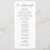 Moderne elegante Schwarze Kalligraphie Hochzeit Programm (Rückseite)