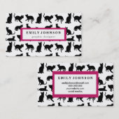 Moderne, elegante Schwarze Katzen Muster angepasst Visitenkarte (Vorne/Hinten)