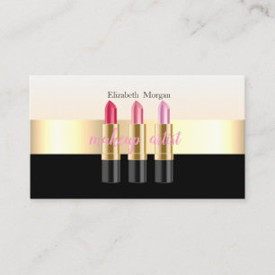 Moderne elegante schwarze Lippenstift-Makeup-Artis Visitenkarte