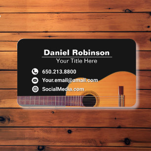 Moderne elegante schwarze Musikgitarre Visitenkarte