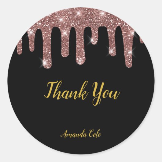 Moderne Elegante Schwarze Rose Personalisiert Runder Aufkleber (Vorderseite)