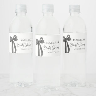 Moderne elegante schwarze Schleifenband-Brautparty Wasserflaschenetikett