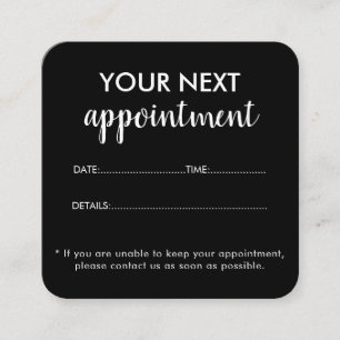 Moderne elegante schwarze Schönheitssalon Terminkarte