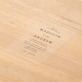 Moderne, elegante Schwarze Script-Hochzeit Acryleinladungen (Ablage )