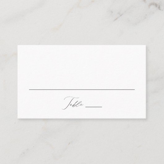 Moderne, elegante Schwarze Script-Hochzeit Platzkarte (Vorderseite)