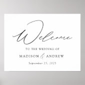 Moderne, elegante Schwarze Script-Hochzeit Willkom Poster (Vorne)