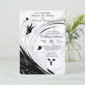 Moderne elegante Schwarze Silhouette auf weißem Ma Einladung (Stehend Vorderseite)