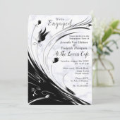 Moderne elegante Schwarze Silhouette auf weißem Ma Einladung (Stehend Vorderseite)