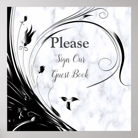 Moderne elegante Schwarze Silhouette auf weißem Ma Poster (Vorne)