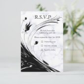 Moderne elegante Schwarze Silhouette auf weißem Ma RSVP Karte (Stehend Vorderseite)