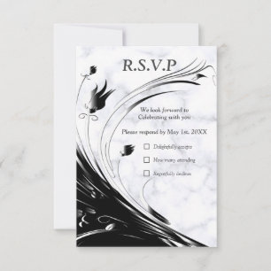 Moderne elegante Schwarze Silhouette auf weißem Ma RSVP Karte