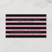 Moderne, elegante Schwarze Streifen und rosa Glitz Visitenkarte (Rückseite)