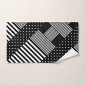 Moderne elegante schwarze Streifen weiße Polka-Pun Badhandtuch Set (Handtuch)