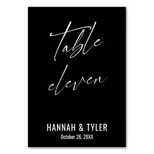 Moderne Elegante Schwarze Tafel Eleven Tischnummer (Vorderseite)