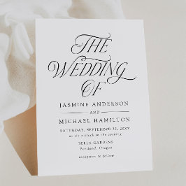 Moderne elegante Schwarze Typografie-Hochzeit Einladung