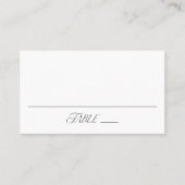 Moderne elegante Schwarze Typografie-Hochzeit Platzkarte (Vorderseite)