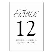 Moderne elegante Schwarze Typografie-Hochzeit Tischnummer (Rückseite)
