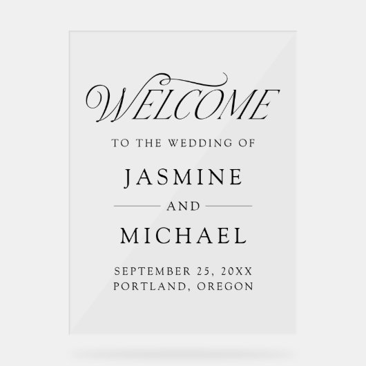 Moderne elegante Schwarze Typografie Hochzeit Will Acrylschild (Vorderseite)