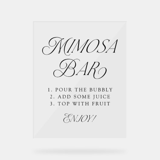 Moderne elegante Schwarze Typografie Wedding Mimos Acrylschild (Vorderseite)