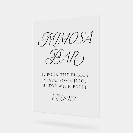 Moderne elegante Schwarze Typografie Wedding Mimos Acrylschild (Winkel)