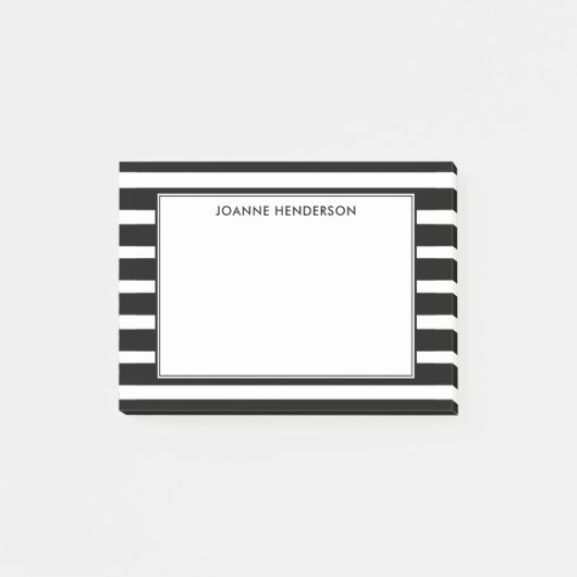 Moderne elegante schwarze u. weiße Streifen Post-it Klebezettel (Vorderseite)