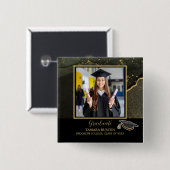 Moderne elegante schwarze und goldene Abschlussfot Button (Vorne & Hinten)