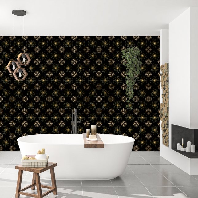 Moderne elegante schwarze und goldene Sterne und S Tapete (Von Creator hochgeladen)