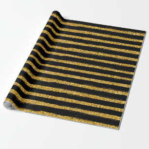 Moderne elegante schwarze und     goldfarbene Papp Geschenkpapier