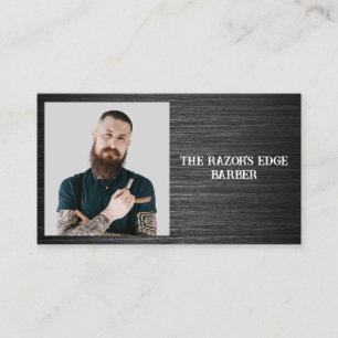Moderne elegante schwarze und graue Herrenbarbier Visitenkarte