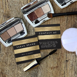 Moderne Elegante Schwarze und Imitate Quadratische Visitenkarte