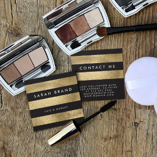 Moderne Elegante Schwarze und Imitate Quadratische Visitenkarte