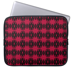 Moderne elegante schwarze und rote Musterung Laptopschutzhülle