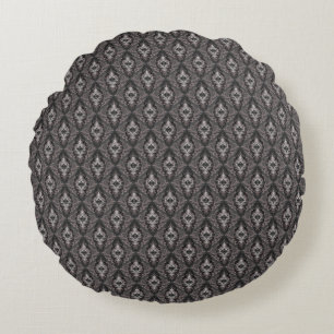 Moderne elegante schwarze und weiße Damast-Muster Rundes Kissen