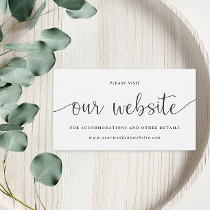 Moderne elegante schwarze und weiße Hochzeitswebsi Begleitkarte