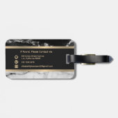 Moderne elegante schwarze und weiße Marmorstreifen Gepäckanhänger (Rückseite horizontal)